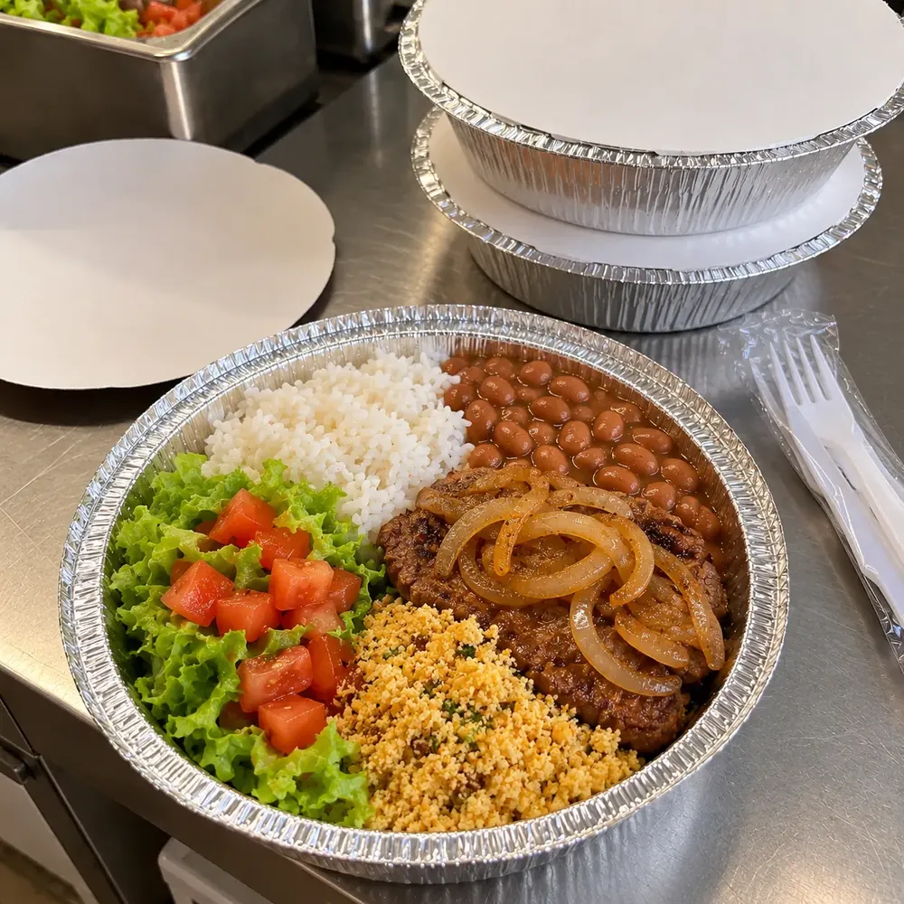 Marmita de comida caseira pronta para entrega